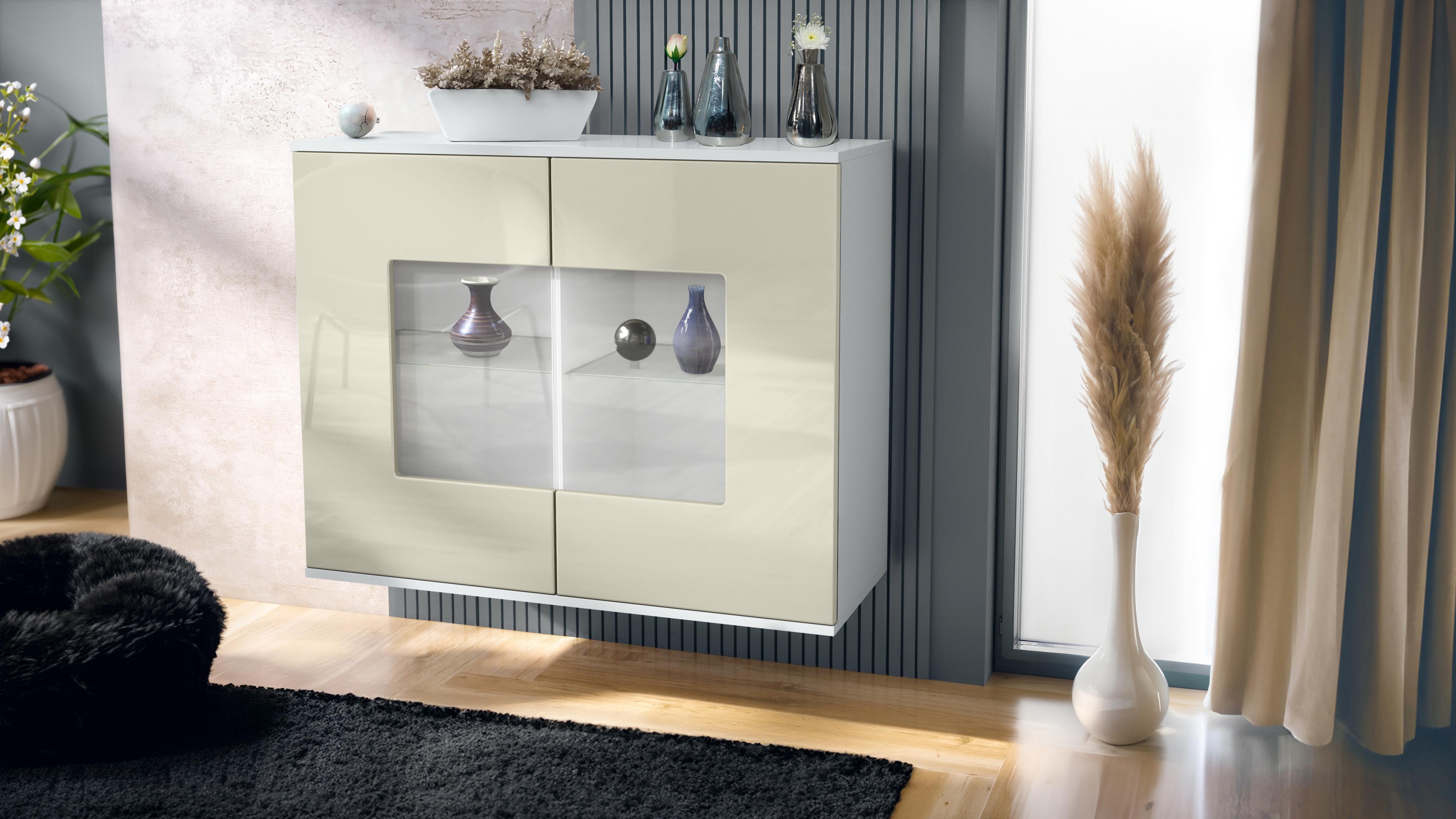 KOMMODE Grömitz Creme Hochglanz Holzwerkstoff Vladon Möbel > Kommoden & Schubladenschränke > Kommoden Weiß