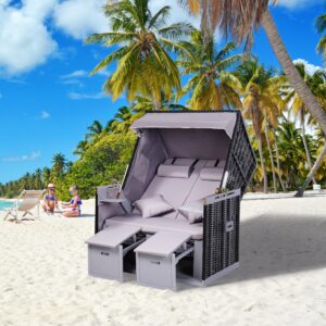 GARTENLIEGE PE Rattan Grau 118 x 79 x 50 cm Kunststoff Outsunny Garten & Outdoor > Gartenmöbel Grau