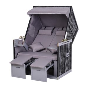Wohnli Möbelsuche - GARTENLIEGE PE Rattan Grau 118 x 79 x 50 cm