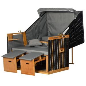 Wohnli Möbelsuche - VOLLLIEGER Gartenliege PE Rattan Hellgrau 118 x 79 x 160 cm