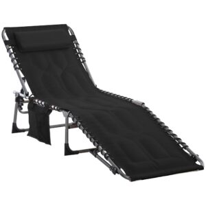 wohnli-moebel-suche-800000964951 Wohnli Möbelsuche - GARTENLIEGE mit Kissen 5-stufige Rückenlehne verstellbar Stahl Oxford-Stoff Schwarz 188 x 57 x 30 cm