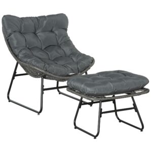 wohnli-moebel-suche-800000964999 Wohnli Möbelsuche - RELAXSESSEL mit Fußhocker Kissen Stahl Polyester Grau 69 x 76 x 70 cm