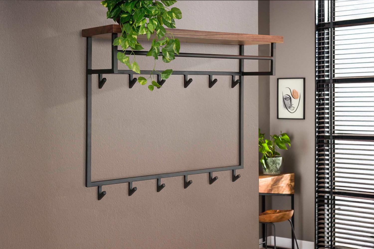 GARDEROBE ADELIA Grau Nussbaum Metall KAWOLA Garderoben > Garderobenhaken Grau