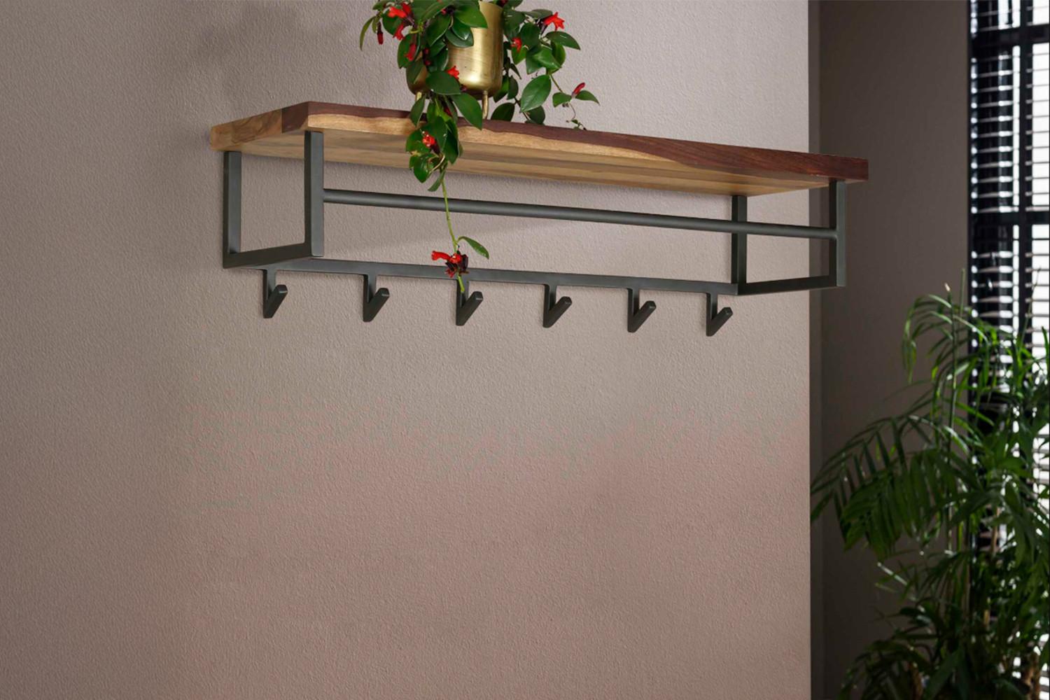 GARDEROBE ADELIA Grau Nussbaum Metall KAWOLA Garderoben > Garderobenhaken Grau