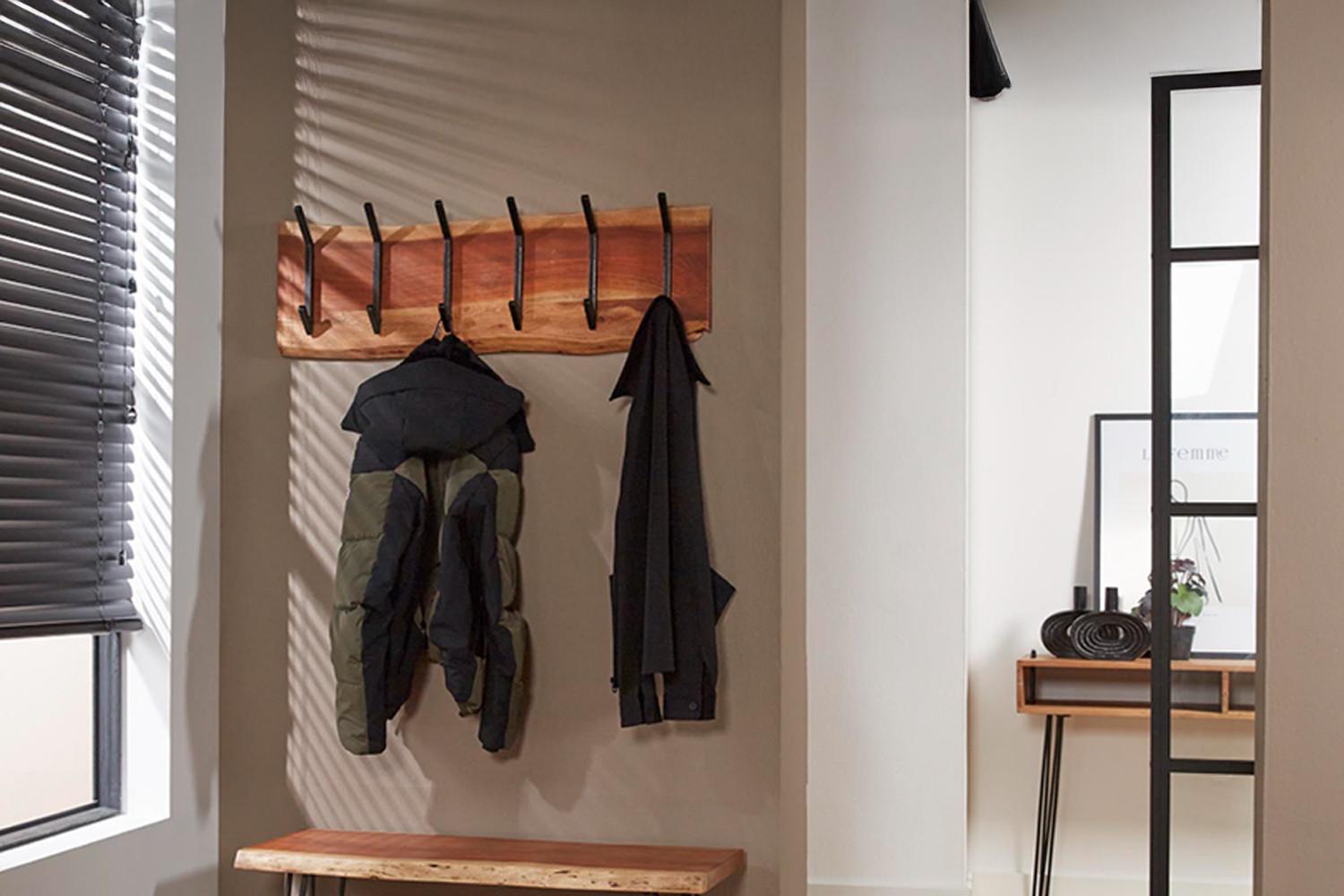 wohnli-moebel-suche-800000966656-1 GARDEROBE NEREA Braun Akazie Metall KAWOLA Garderoben > Garderobenhaken Braun