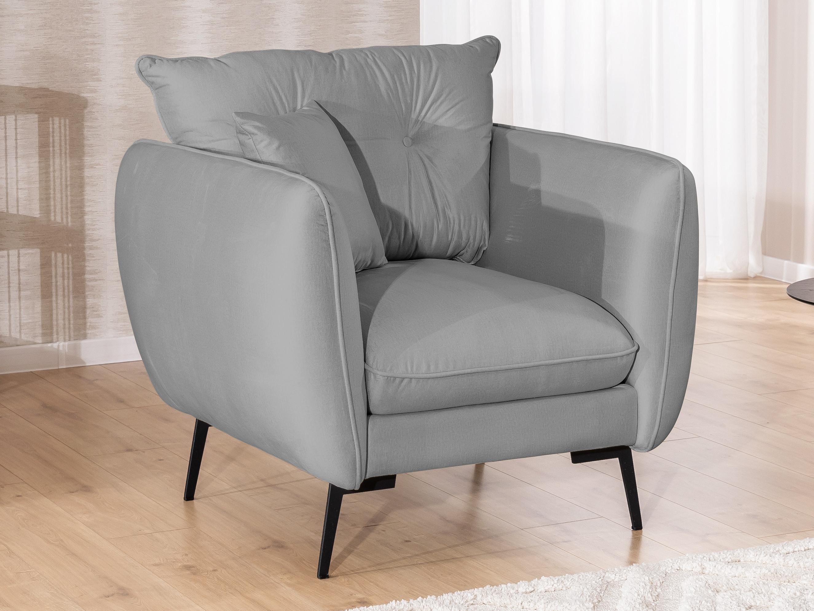 wohnli-moebel-suche-800000966719-1 SESSEL Nordloft Hellgrau Samt Textil S-Style Möbel Möbel > Sessel > Polstersessel Grau