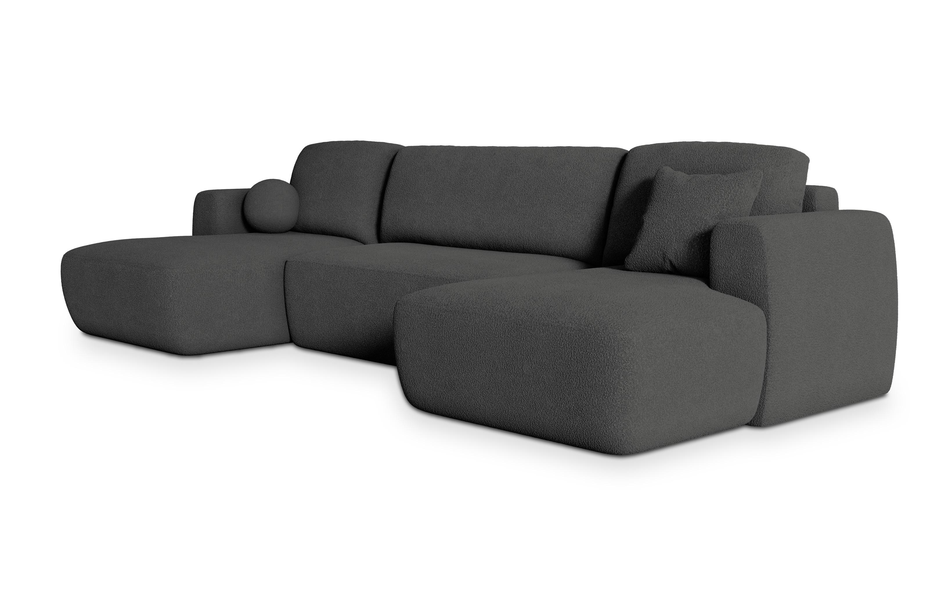 wohnli-moebel-suche-800000969916 Wohnli Möbelsuche - WOHNLANDSCHAFT SENTUM N Grau Boucle-Stoff mit Schlaffunktion