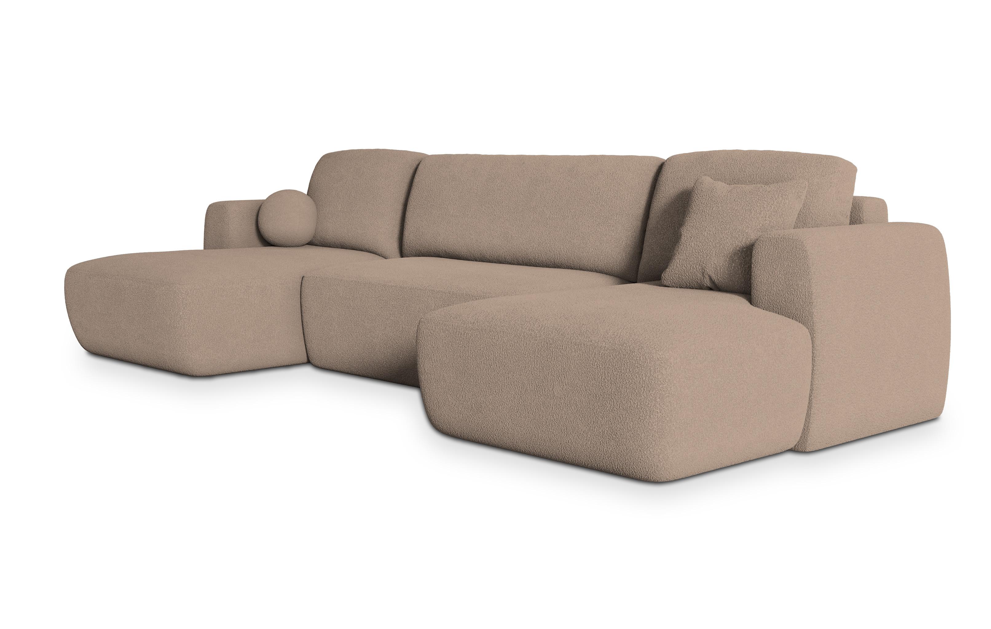 wohnli-moebel-suche-800000969926 Wohnli Möbelsuche - WOHNLANDSCHAFT SENTUM N Beige Boucle-Stoff mit Schlaffunktion