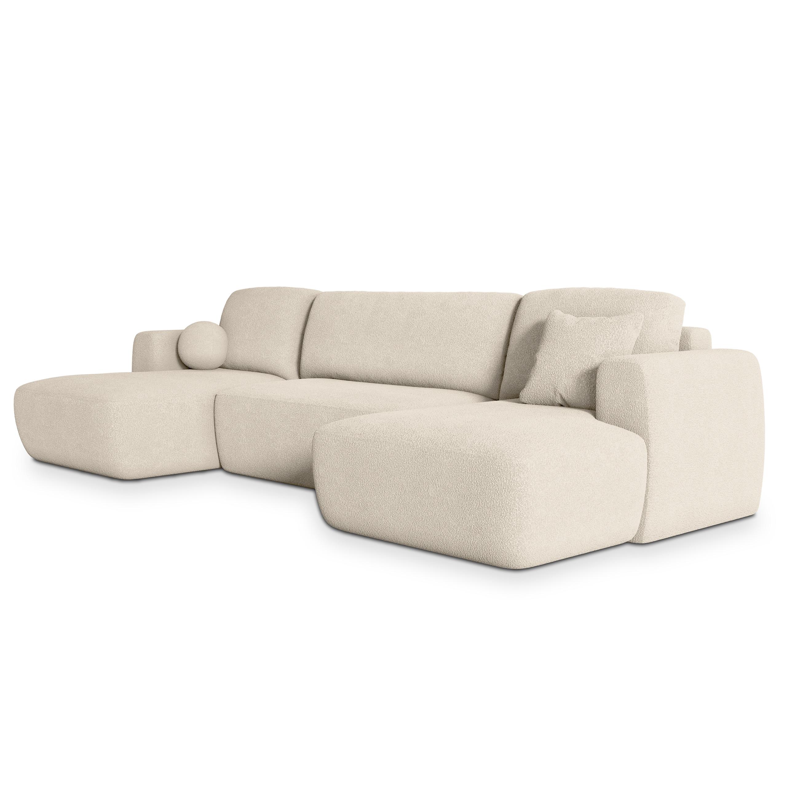 wohnli-moebel-suche-800000969927 Wohnli Möbelsuche - WOHNLANDSCHAFT SENTUM N Creme Boucle-Stoff mit Schlaffunktion