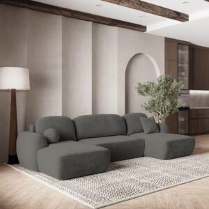 wohnli-moebel-suche-800000969992-1 WOHNLANDSCHAFT SAVONA K Grau Plüsch-Stoff mit Schlaffunktion Textil MASSENO Möbel > Sofas & Couches > Wohnlandschaften > Wohnlandschaften U-Form Grau