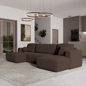 wohnli-moebel-suche-800000969997-1 WOHNLANDSCHAFT SENTUM P Braun Kordstoff mit Schlaffunktion Textil MASSENO Möbel > Sofas & Couches > Wohnlandschaften > Wohnlandschaften U-Form Braun