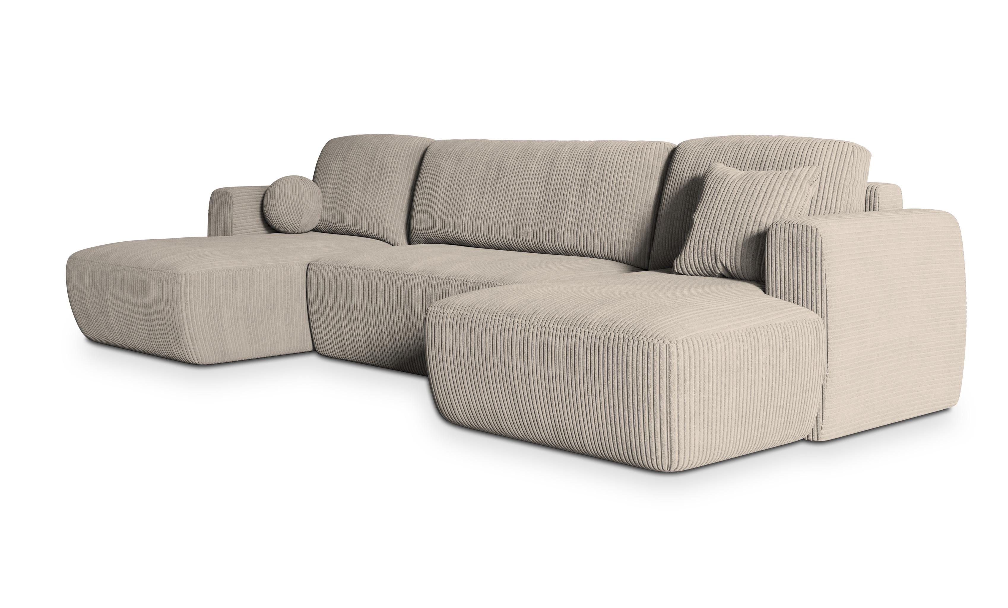 wohnli-moebel-suche-800000970013 Wohnli Möbelsuche - WOHNLANDSCHAFT SENTUM P Creme Kordstoff mit Schlaffunktion