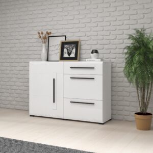 wohnli-moebel-suche-800000970563-1 KOMMODE TULLIA 120/86/39 cm mit 3 Schubladen und 1 Türen Weiß Holzwerkstoff MASSENO Möbel > Kommoden & Schubladenschränke > Kommoden Weiß