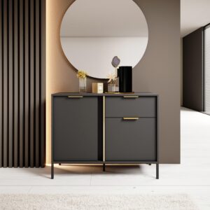 wohnli-moebel-suche-800000970860-1 KOMMODE LORENZO 103/81/40 cm mit 1 Schubladen und 2 Türen Anthrazit Holzwerkstoff MASSENO Möbel > Kommoden & Schubladenschränke > Kommoden Anthrazit