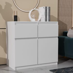 wohnli-moebel-suche-800000971124-1 KOMMODE MERAVIGLIA 80/85/33 cm mit 2 Schubladen 2 Türen Weiß Holzwerkstoff MASSENO Möbel > Kommoden & Schubladenschränke > Kommoden Weiß