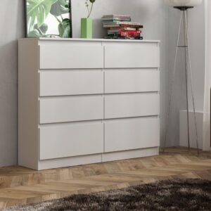 wohnli-moebel-suche-800000971130-1 KOMMODE ADRIANO 120/100/33 cm mit 8 Schubladen Weiß Holzwerkstoff MASSENO Möbel > Kommoden & Schubladenschränke > Kommoden Weiß