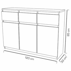 KOMMODE MERAVIGLIA 120/85/33 cm mit 3 Schubladen 3 Türen Weiß Holzwerkstoff MASSENO Möbel > Kommoden & Schubladenschränke > Kommoden Weiß