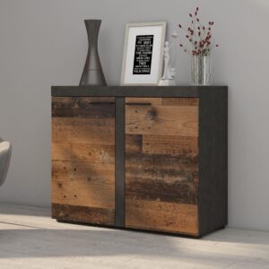 wohnli-moebel-suche-800000971166-1 KOMMODE RITMO 97/82/40 cm mit 2 Türen Hellgrau Holzwerkstoff MASSENO Möbel > Kommoden & Schubladenschränke > Kommoden Grau