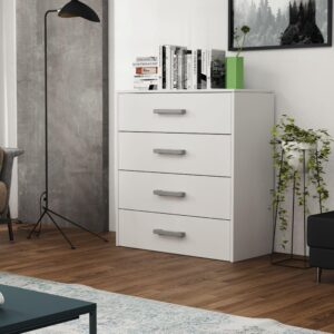 wohnli-moebel-suche-800000971185-1 KOMMODE SCALINI 75/82/33 cm mit 4 Schubladen Weiß Holzwerkstoff MASSENO Möbel > Kommoden & Schubladenschränke > Kommoden Weiß