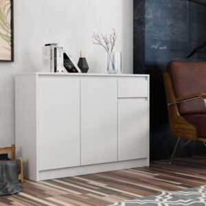 wohnli-moebel-suche-800000971194-1 KOMMODE ASTORRE 113/82/33 cm mit 1 Schubladen 3 Türen Weiß Holzwerkstoff MASSENO Möbel > Kommoden & Schubladenschränke > Kommoden Weiß