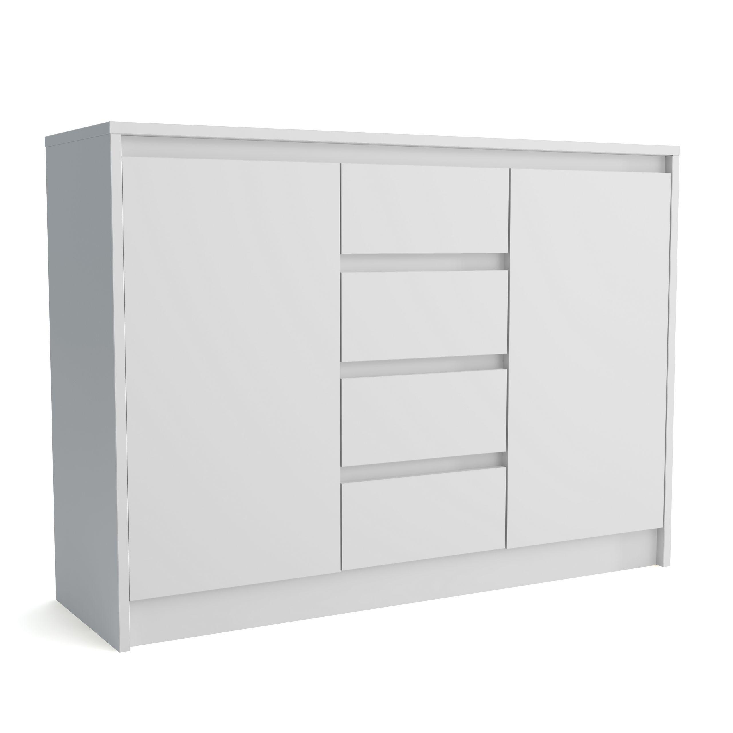 Wohnli Möbelsuche - KOMMODE ASTORRE 113/82/35 cm mit 4 Schubladen 2 Türen Weiß