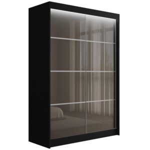 Wohnli Möbelsuche - KLEIDERSCHRANK PEKA III mit LED - 120 cm - Schwarz|Grau