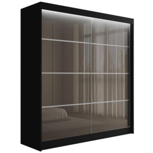 wohnli-moebel-suche-800000971485 Wohnli Möbelsuche - KLEIDERSCHRANK PEKA III mit LED - 200 cm - Schwarz|Grau