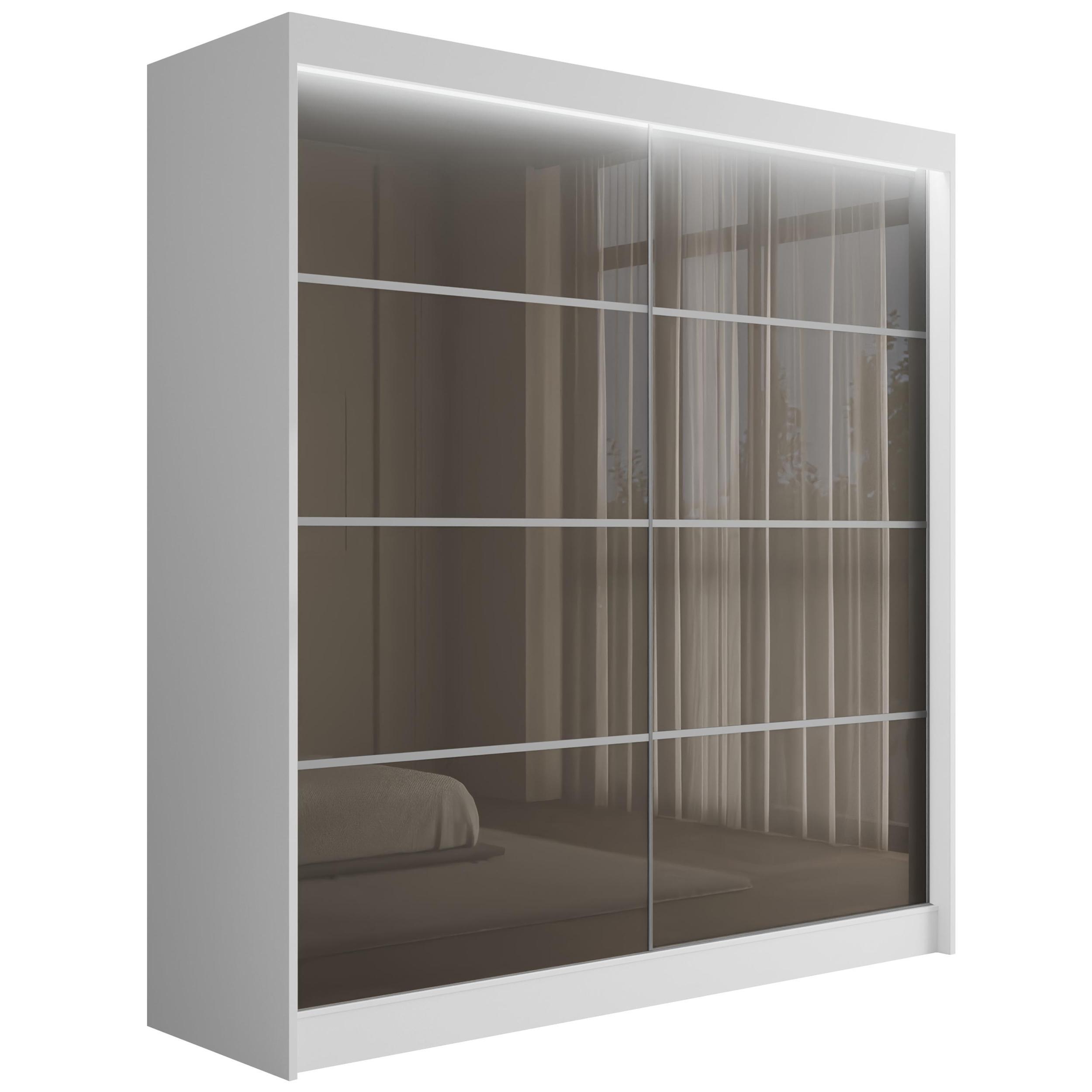wohnli-moebel-suche-800000971493 Wohnli Möbelsuche - KLEIDERSCHRANK PEKA III mit LED - 200 cm - Weiß|Grau