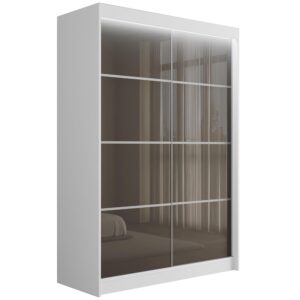 Wohnli Möbelsuche - KLEIDERSCHRANK PEKA III mit LED - 120 cm - Weiß|Grau