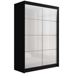 Wohnli Möbelsuche - KLEIDERSCHRANK PEKA III mit LED - 120 cm - Schwarz|Weiß