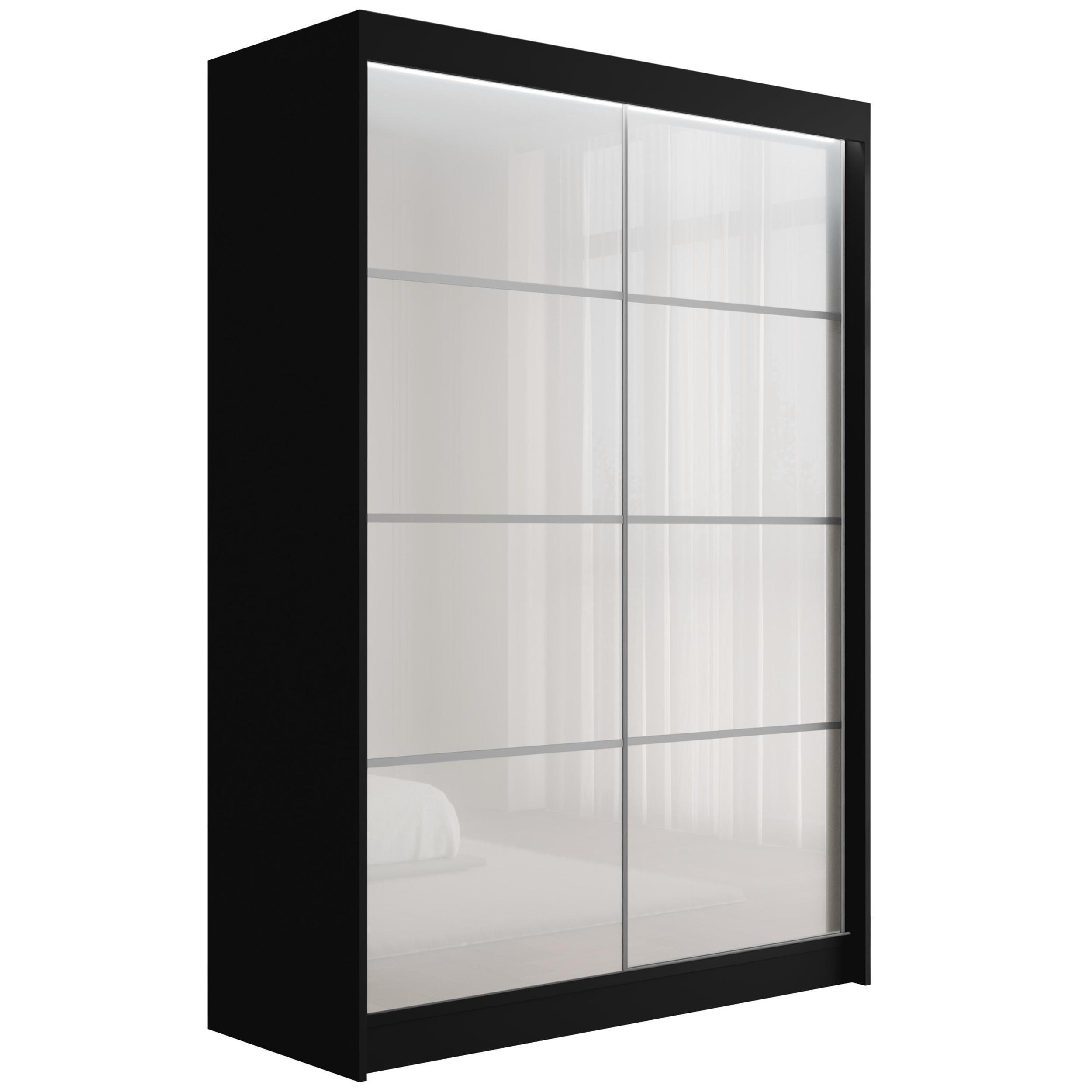 wohnli-moebel-suche-800000971513 Wohnli Möbelsuche - KLEIDERSCHRANK PEKA III mit LED - 120 cm - Schwarz|Weiß