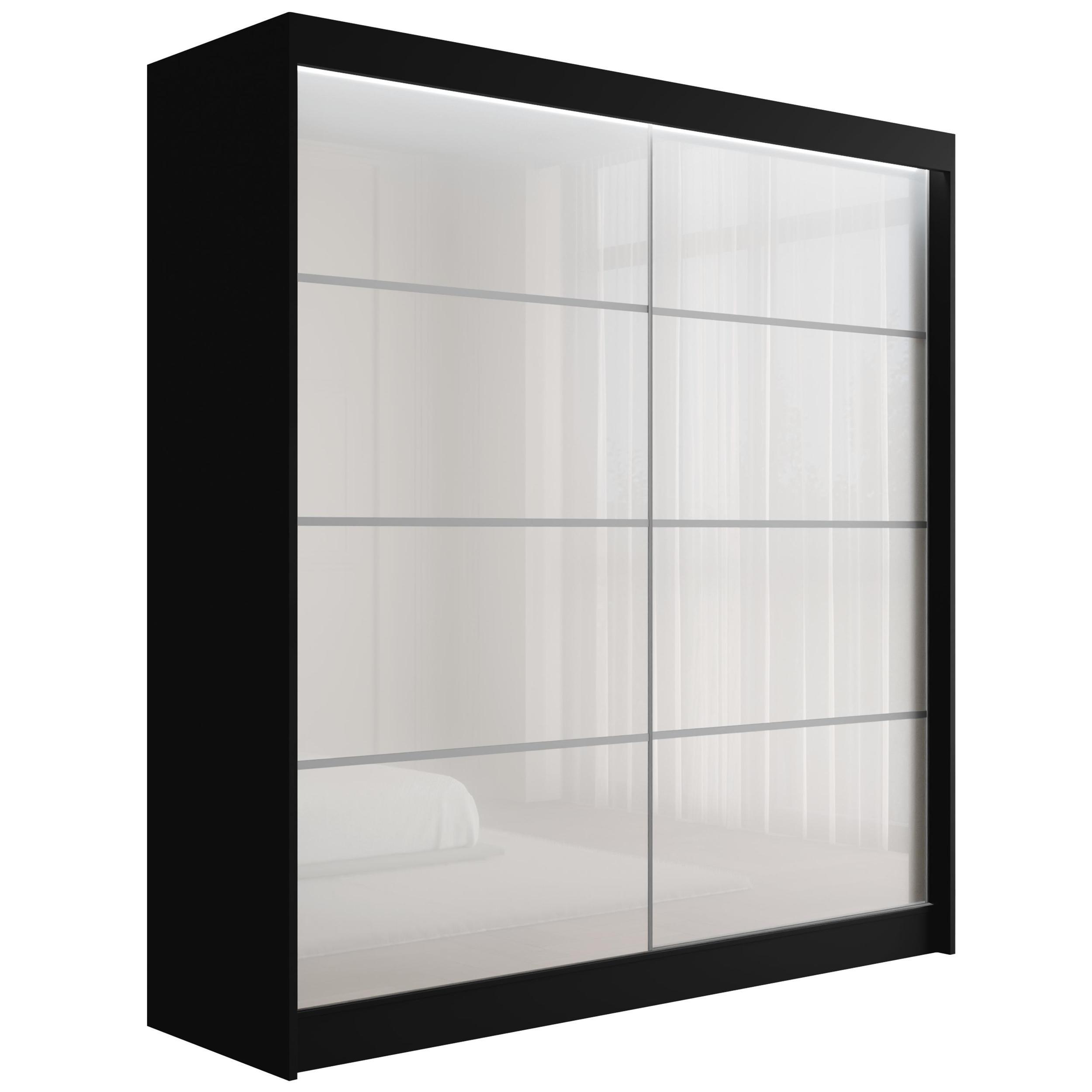 wohnli-moebel-suche-800000971524 Wohnli Möbelsuche - KLEIDERSCHRANK PEKA III mit LED - 200 cm - Schwarz|Weiß