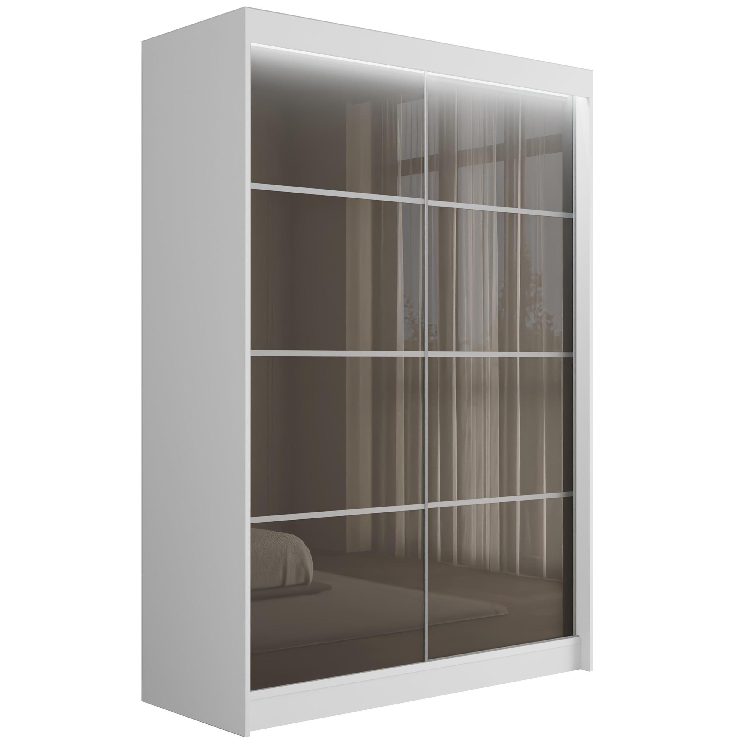 wohnli-moebel-suche-800000971528 Wohnli Möbelsuche - KLEIDERSCHRANK PEKA III mit LED - 150 cm - Weiß|Grau