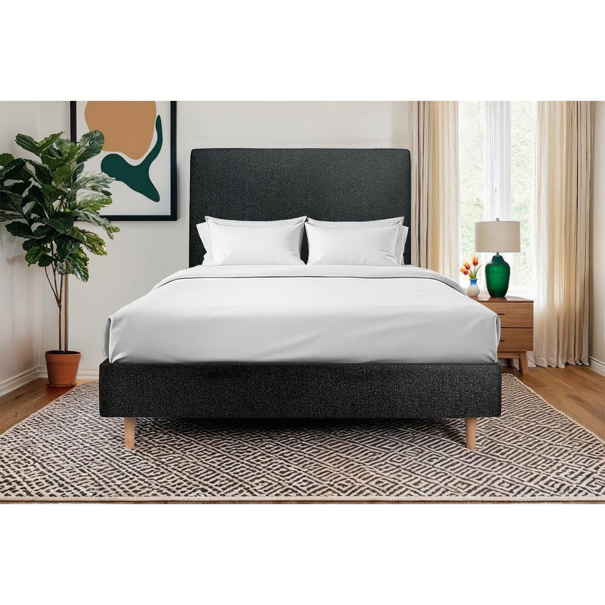 wohnli-moebel-suche-800000973043 Wohnli Möbelsuche - KOPFTEIL gepolstertes – schwarzer Bouclé-Stoff - 140 cm