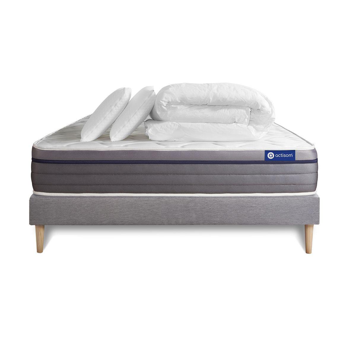 wohnli-moebel-suche-800000973475 Wohnli Möbelsuche - BETT Actimemo zen Memory-Schaum 140 x 190 cm h1 - Kit Bettgestell Grau - Mit Kissen und Bettdecke