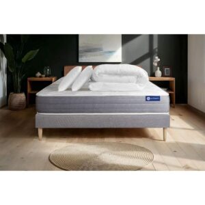 BETT Actiflex dream Taschenfederkern und Memory-Schaum 200 x 200 cm h1 - Kit Bettgestell Grau - Mit Kissen und Bettdecke Holz ACTISOM Möbel > Betten Grau