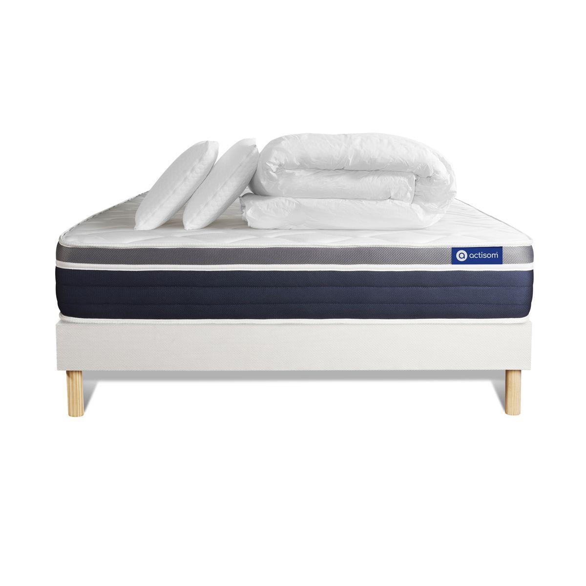 wohnli-moebel-suche-800000973937 Wohnli Möbelsuche - BETT Actiflex confort Taschenfederkern und Memory-Schaum 140 x 190 cm h2 - Kit Bettgestell Weiß - Mit Kissen und Bettdecke