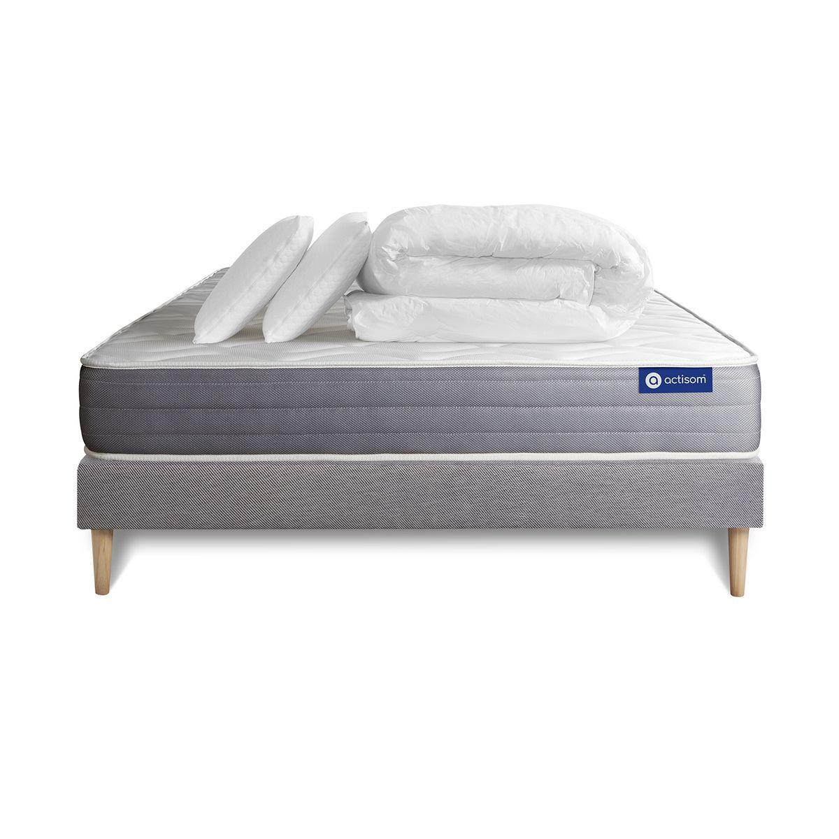 wohnli-moebel-suche-800000973943 Wohnli Möbelsuche - BETT Actiflex dream Taschenfederkern und Memory-Schaum 140 x 200 cm h1 - Kit Bettgestell Grau - Mit Kissen und Bettdecke