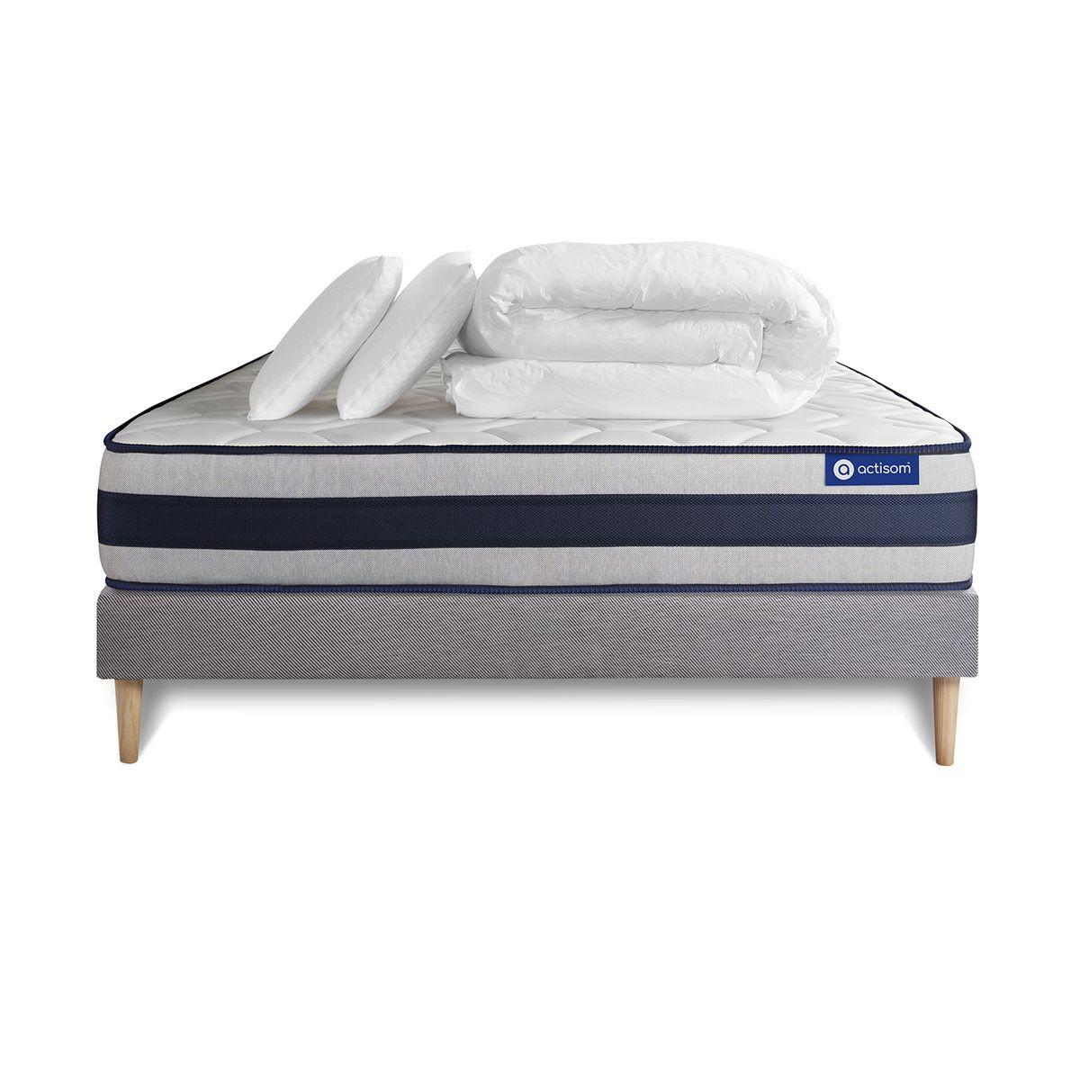 wohnli-moebel-suche-800000974496 Wohnli Möbelsuche - BETT Actiflex ergo Taschenfederkern und Memory-Schaum 160 x 200 cm h4 - Kit Bettgestell Grau - Mit Kissen und Bettdecke