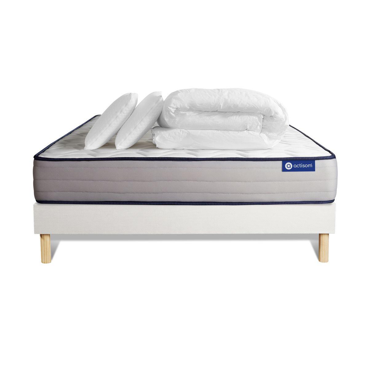 wohnli-moebel-suche-800000974541 Wohnli Möbelsuche - BETT Actiflex form Taschenfederkern und Memory-Schaum 160 x 200 cm h3 - Kit Bettgestell Weiß - Mit Kissen und Bettdecke