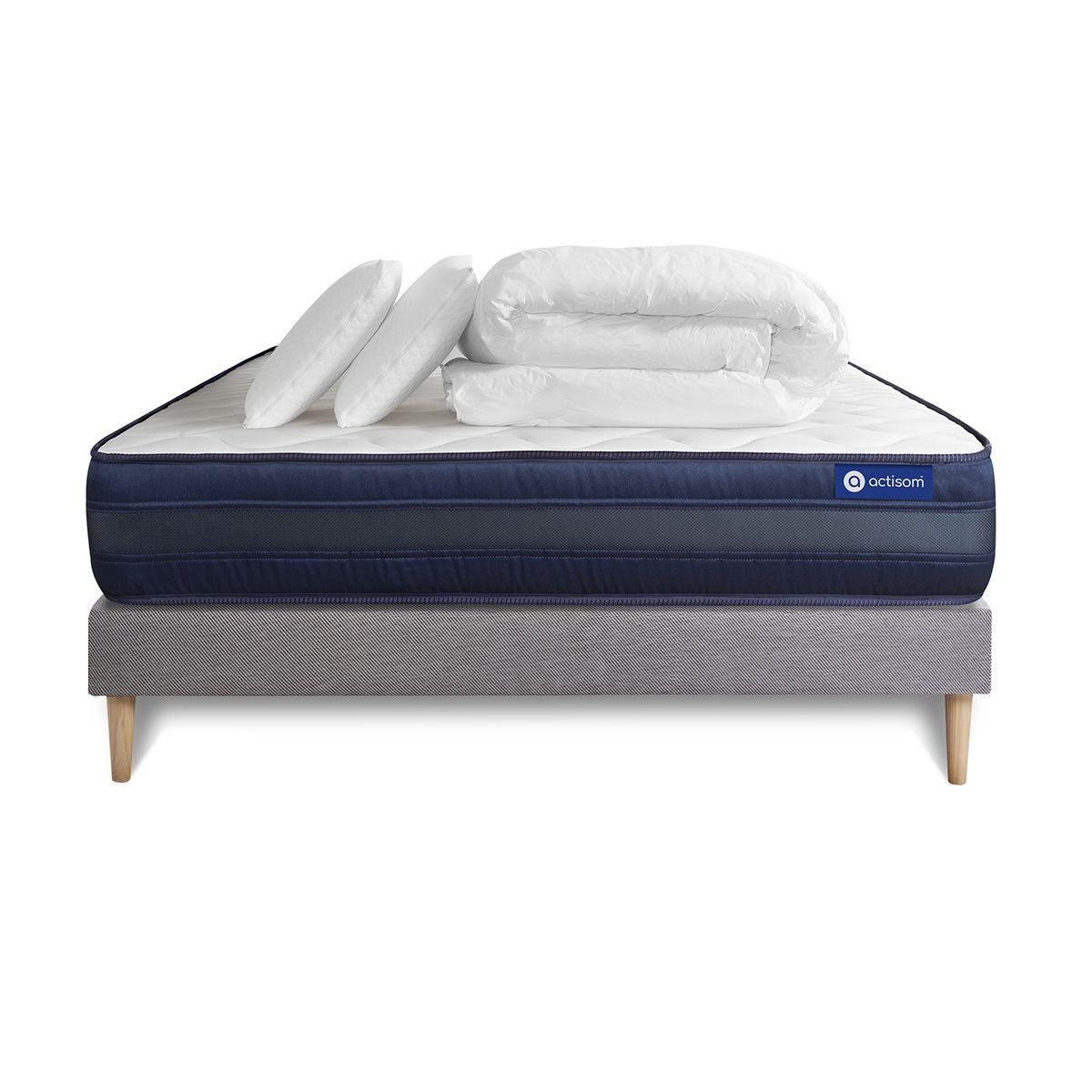 Wohnli Möbelsuche - BETT Actimemo tech Memory-Schaum 180 x 200 cm h4 - Kit Bettgestell Grau - Mit Kissen und Bettdecke