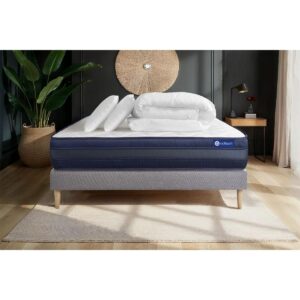 BETT Actimemo tech Memory-Schaum 140 x 190 cm h4 - Kit Bettgestell Grau - Mit Kissen und Bettdecke Holz ACTISOM Möbel > Betten Grau