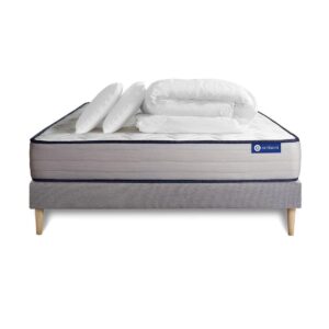 wohnli-moebel-suche-800000974556 Wohnli Möbelsuche - BETT Actiflex form Taschenfederkern und Memory-Schaum 160 x 200 cm h3 - Kit Bettgestell Grau - Mit Kissen und Bettdecke