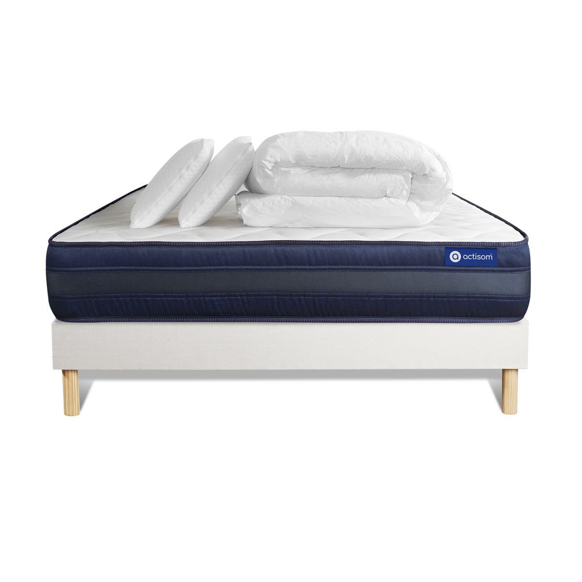 Wohnli Möbelsuche - BETT Actimemo tech Memory-Schaum 160 x 200 cm h4 - Kit Bettgestell Weiß - Mit Kissen und Bettdecke