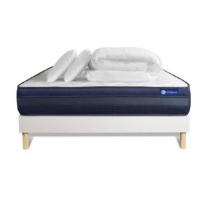 wohnli-moebel-suche-800000974578 Wohnli Möbelsuche - BETT Actimemo tech Memory-Schaum 200 x 200 cm h4 - Kit Bettgestell Weiß - Mit Kissen und Bettdecke