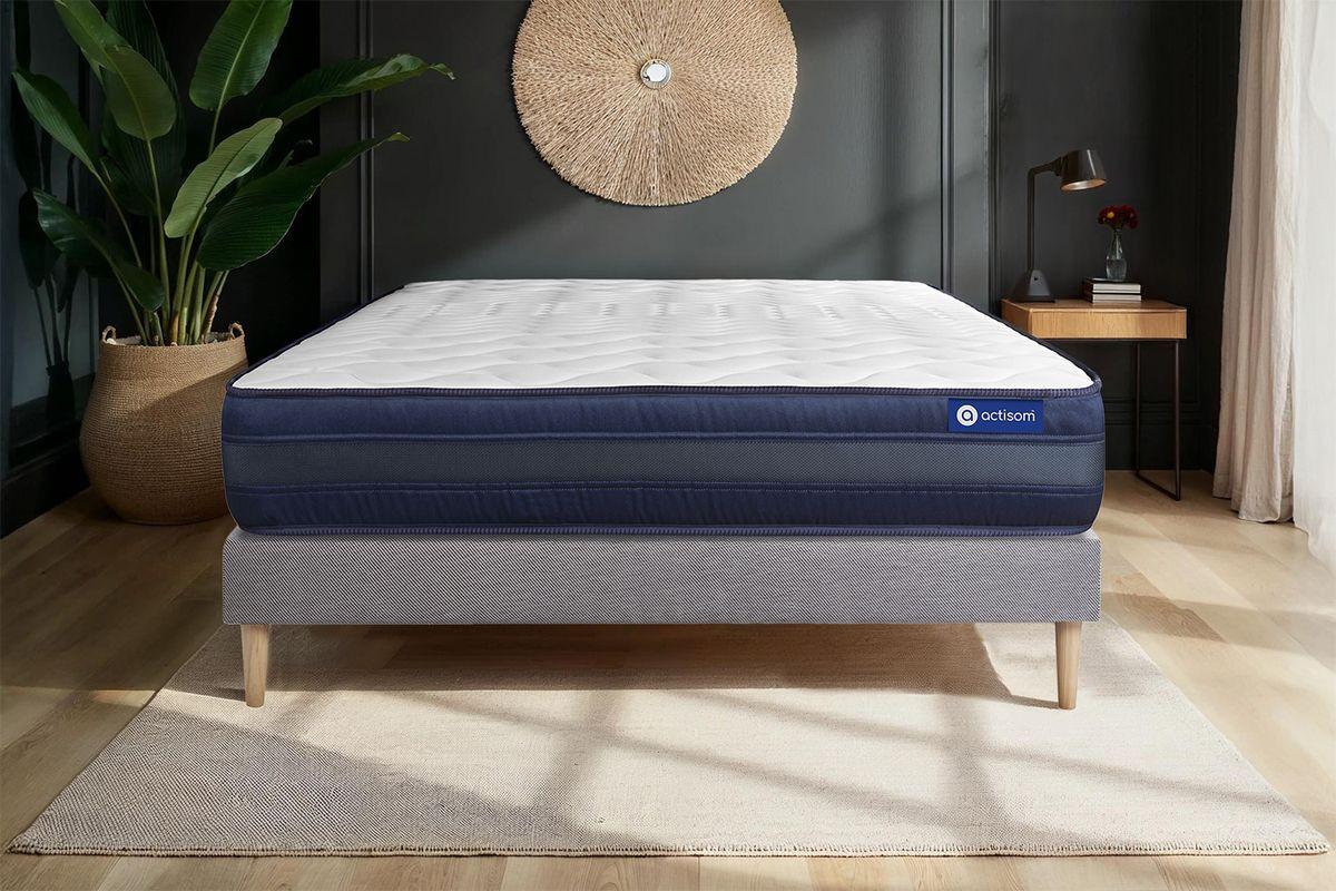 BETT Actimemo tech Memory-Schaum 80 x 190 cm h4 - Kit Bettgestell Grau Holz ACTISOM Möbel > Betten Grau