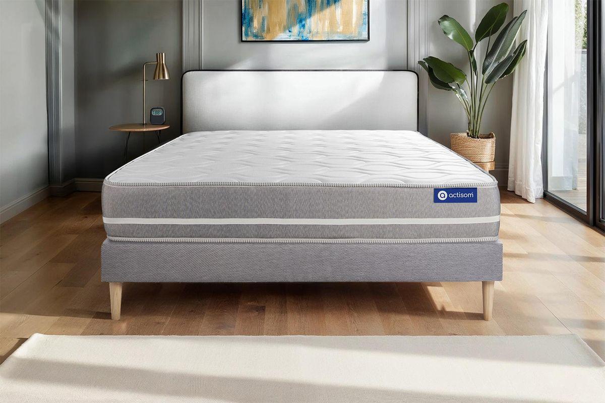BETT Actimemo touch Memory-Schaum 140 x 200 cm h1 - Kit Bettgestell Grau Holz ACTISOM Möbel > Betten Grau