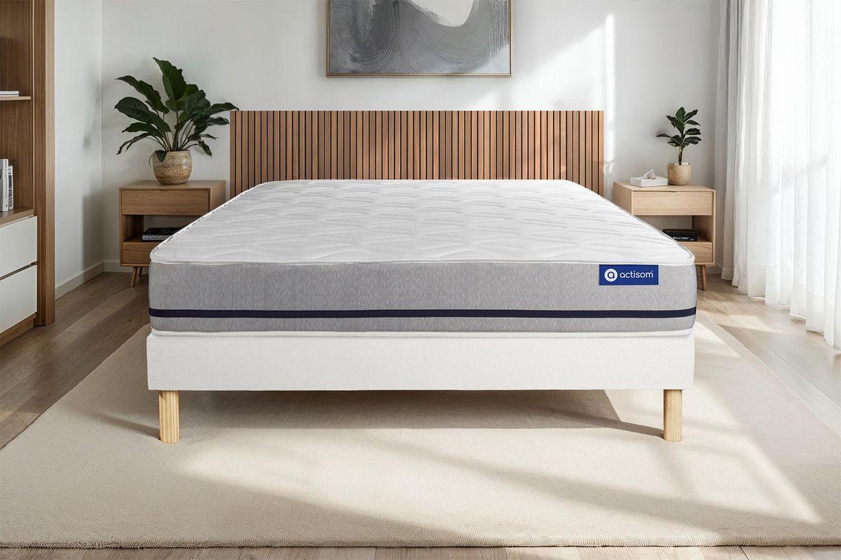BETT Actimemo soft Memory-Schaum 200 x 200 cm h2 - Kit Bettgestell Weiß Holz ACTISOM Möbel > Betten Weiß