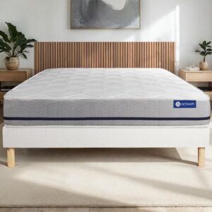 wohnli-moebel-suche-800000974896-1 BETT Actimemo soft Memory-Schaum 130 x 210 cm h2 - Kit Bettgestell Weiß Holz ACTISOM Möbel > Betten Weiß