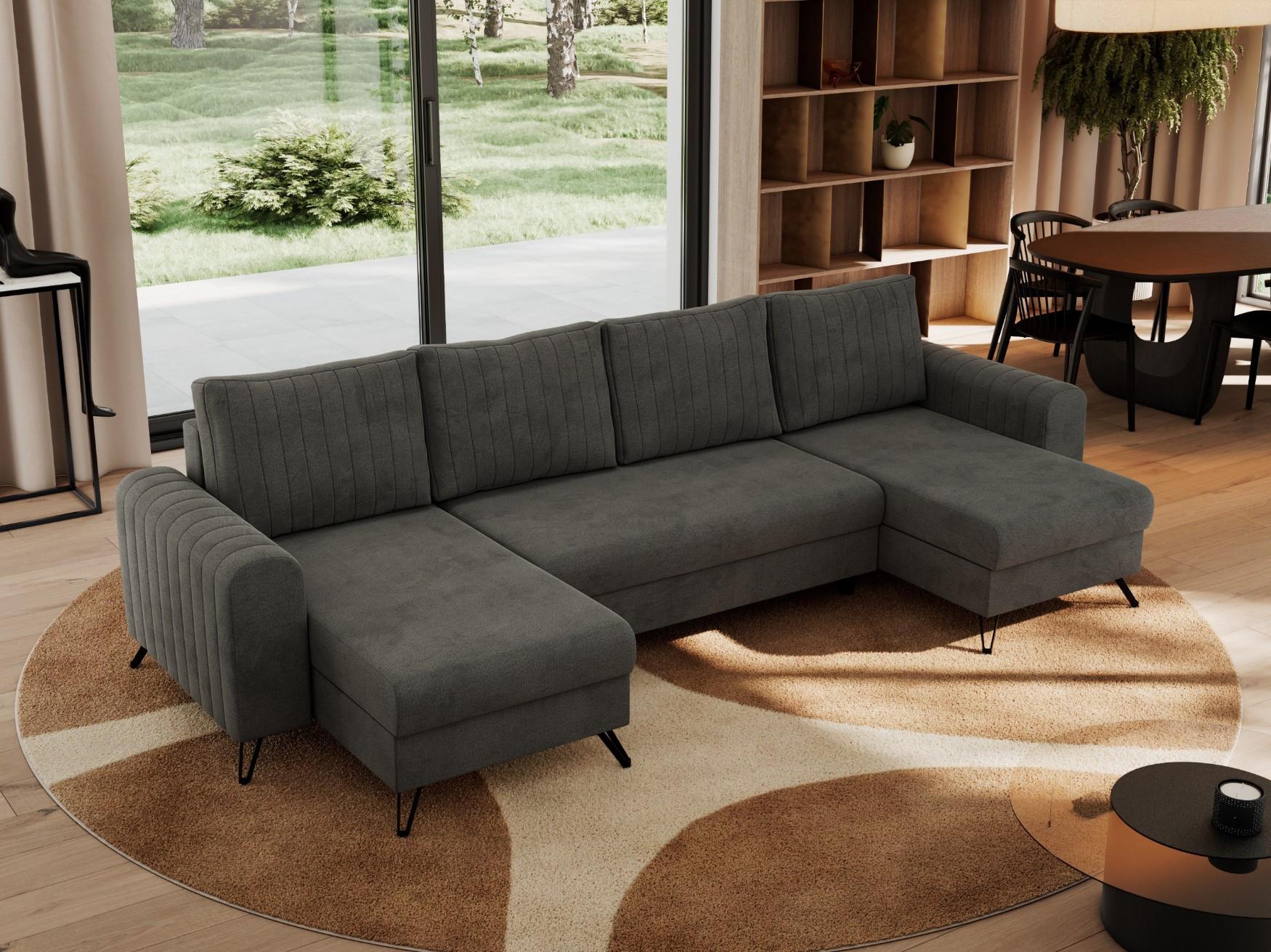 wohnli-moebel-suche-800000975971-1 WOHNLANDSCHAFT AXEL U Velvet Dunkelgrau Textil MKS Möbel > Sofas & Couches > Wohnlandschaften > Wohnlandschaften U-Form Grau